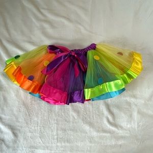 Rainbow tutu with random felt polka dots scattered, toddlers,elastic waist